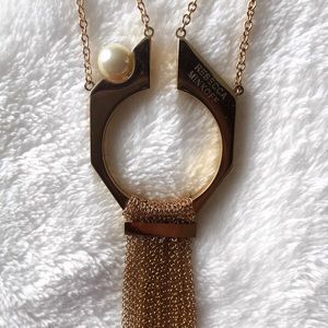 Rebecca Minkoff Gold Pearl Long Necklace